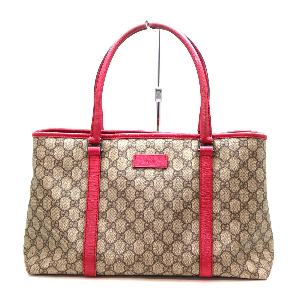 Gucci Tote Bag Leather Beige Pink